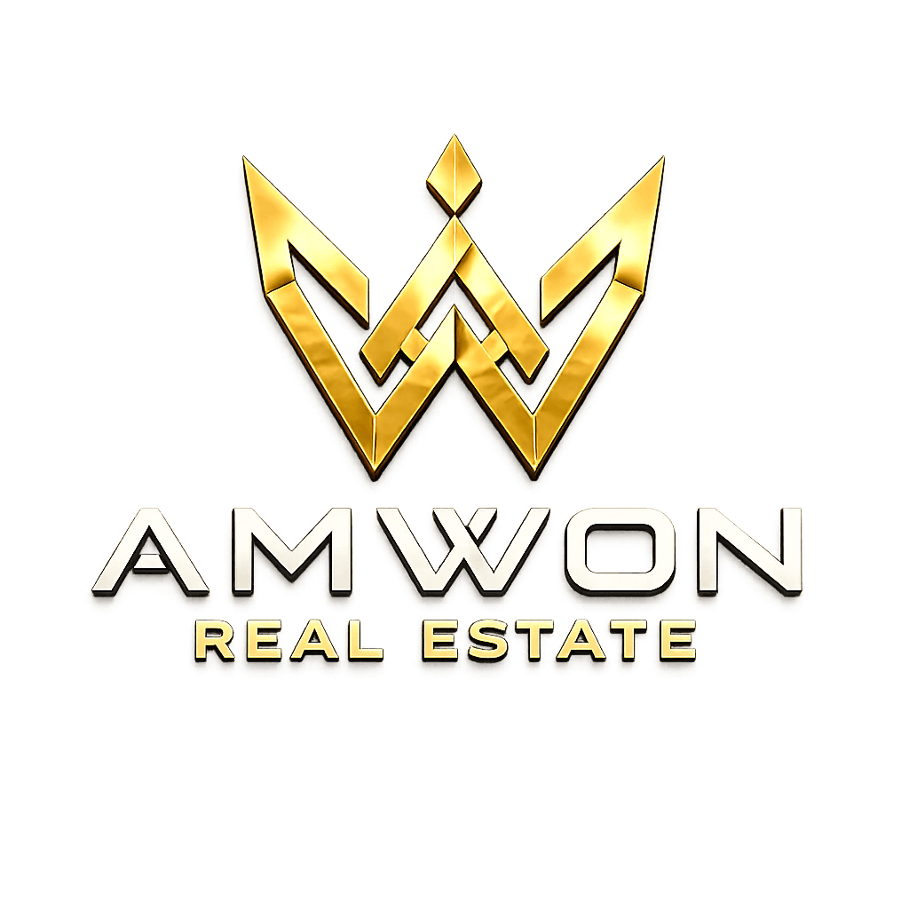 AMWON Real Estate luxury gold and white corporate logo